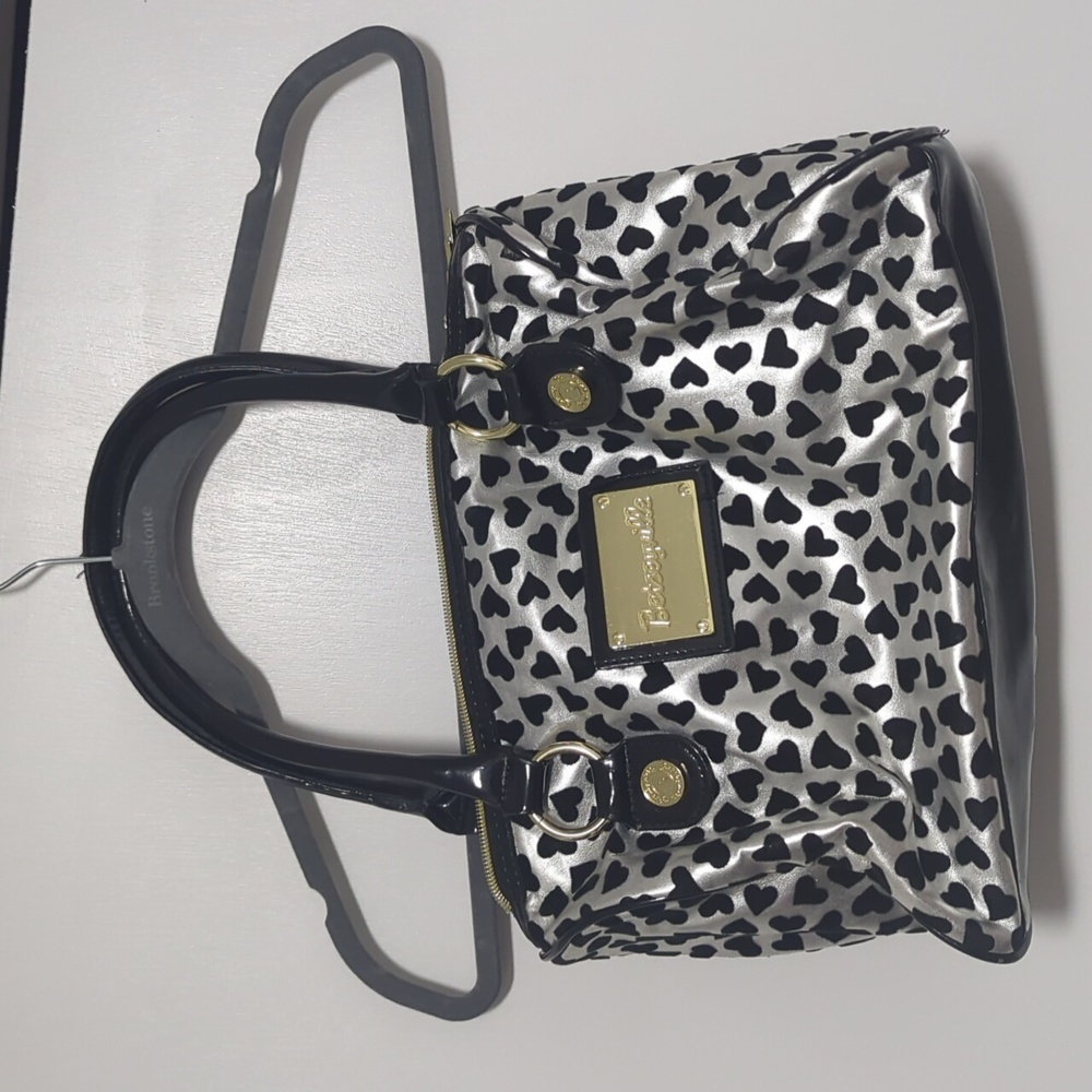 Betsey Johnson flocked heart shoulder purse